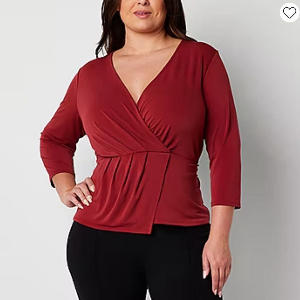 Nwt 2x Bold Elements Burnt Red Mock Wrap Top - image 2